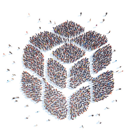 Large group of people in the form of an abstract symbol business. Isolated, white background.の写真素材