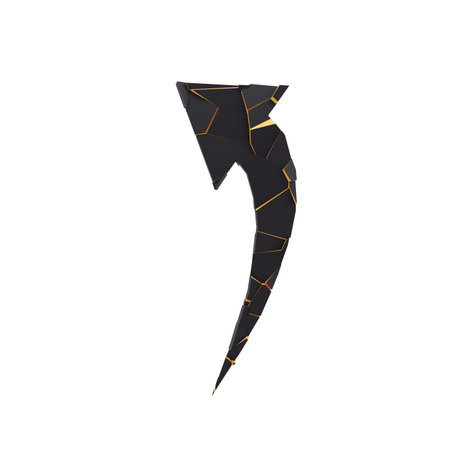 Black broken arrow pointer with reflection.Isolated , white background.の写真素材