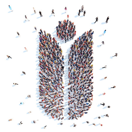 Large group of people in the form of an abstract symbol business. Isolated, white background.の写真素材