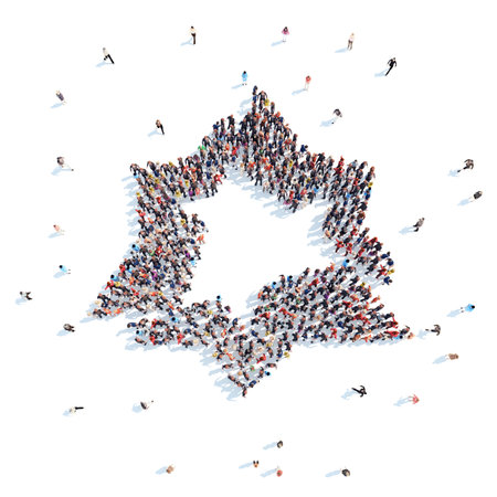 Large group of people in the form of an abstract symbol business. Isolated, white background.の写真素材