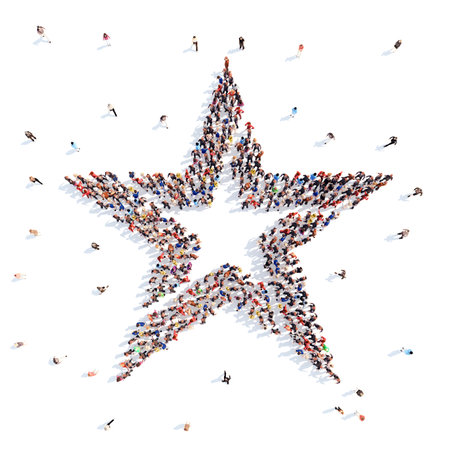 people in the shape of a star.の写真素材