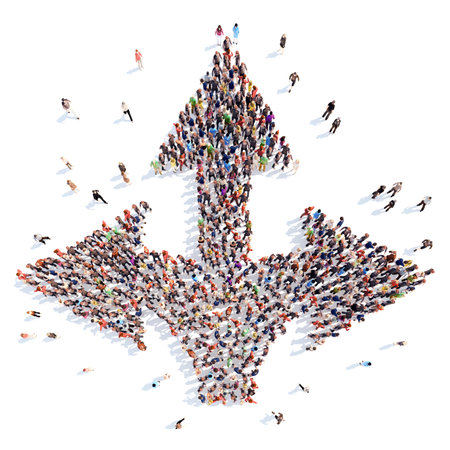 People in the form of arrows.の写真素材