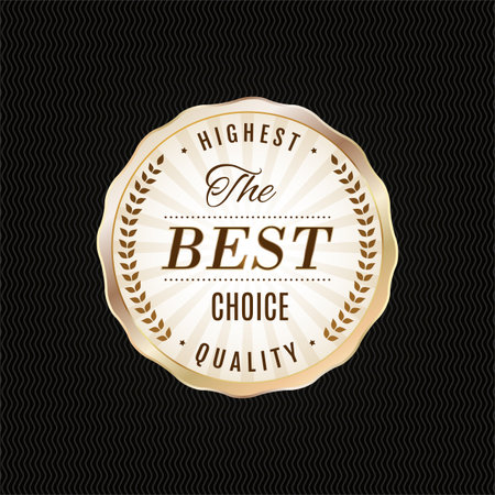 illustration of golden label,  premium quality  , dark background , isolatedの写真素材