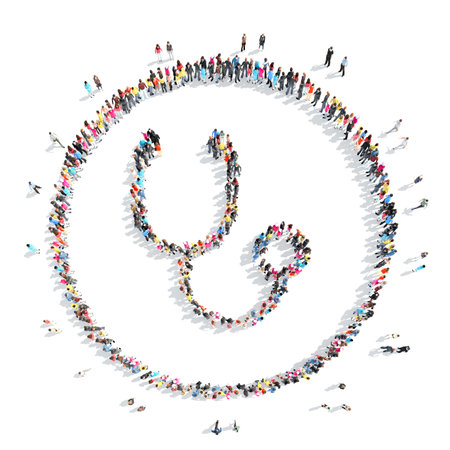 A large group of people in the shape of a medical stethoscope.の写真素材