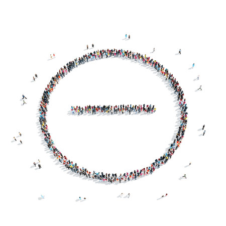A group of people in the shape of minus , flash mob.の写真素材