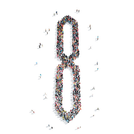 A group of people in the shape of the figure, a flash mob.の写真素材