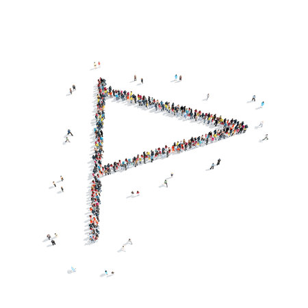 A group of people in the shape of a flag, a flash mob.の写真素材
