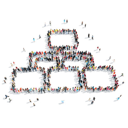 A group of people in the shape of connection , cartoon, isolated, white background.の写真素材