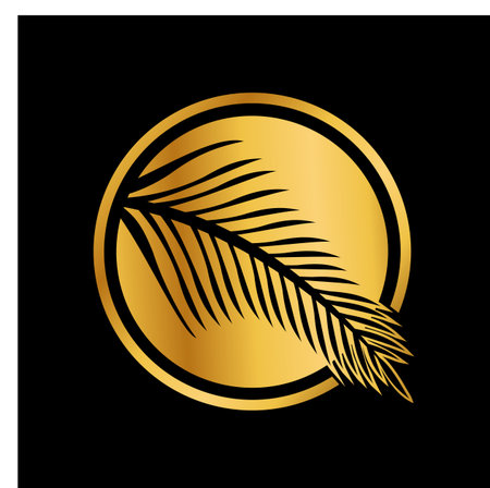 GOLD COLOR PALEM LEAF LOGO DESIGNのイラスト素材
