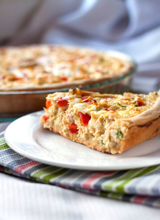Chicken tart with paprika and goat cheeseの写真素材