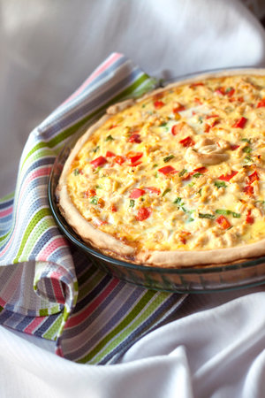 Chicken tart with paprika and goat cheeseの写真素材