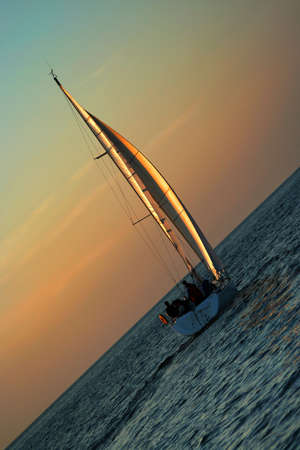 The Gold silhouette. The gold sky. The winner. Beautiful idyllic picture.
