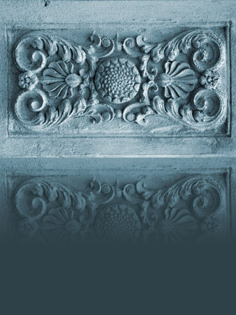Photo of a pattern of a stone. An architectural detail. Is executed in grey - dark-blue colour. The beautiful reflection supplementsの写真素材