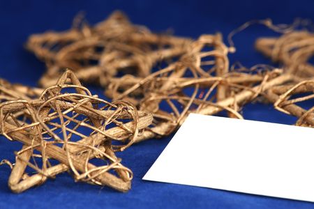 Gold Christmas Star / with blank card  / holiday backgroundの写真素材
