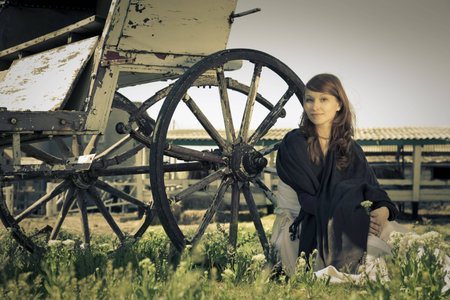 country stile model portrait / retro split tonedの写真素材