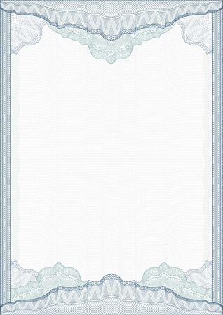 Classic guilloche border for diploma or certificate with protective  ornament  / vector/ A4 vertical / CMYK color /  Layers are separated! Editing is easyのイラスト素材