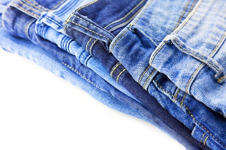Blue Jeans isolated on white background with copy space for your textの写真素材