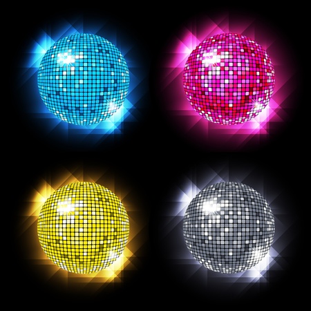 Disco Ball Set with different colors /eps10のイラスト素材