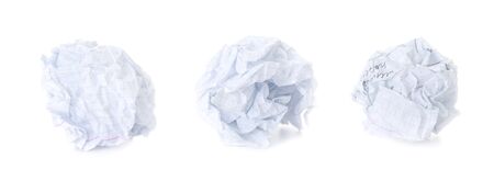 Set of  Squared Crumpled Paper Ball / blank and used up / isolatedの写真素材