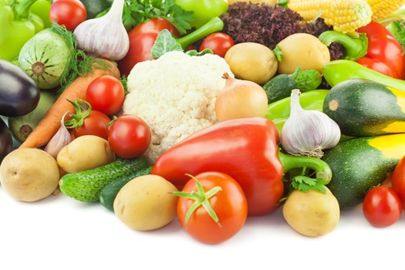 Healthy Eating / Fresh Vegetables / Big Assortment / with white copy spaceの写真素材
