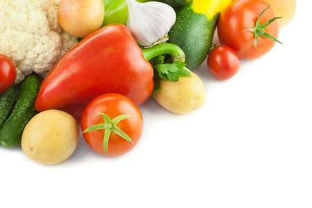 Fresh Organic Vegetables    on white background  whith copy space の写真素材