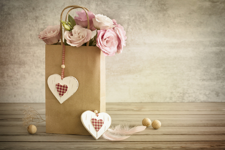 Vintage Romantic still life horizontal background, vintage tonedの写真素材