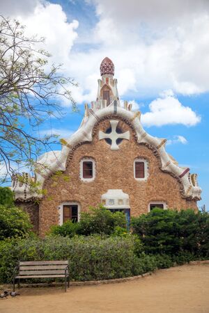Famous landmark - Park Guell in Barcelona, Spain, Europeの写真素材