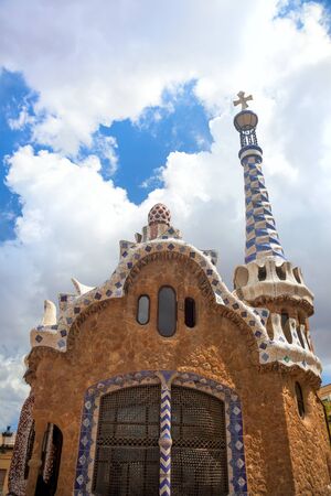 Famous landmark and Colorful architecture - Park Guell in Barcelona, Spain, Europeの写真素材