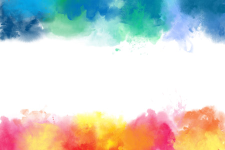 Colorful watercolor abstract borders background - easy use different border or together, big sizeの写真素材