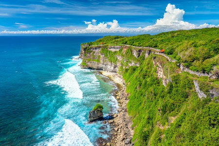 Landscape of Ocean and Rocks, colorful and beautiful place, Bali, Indonesia, Big sizeの写真素材