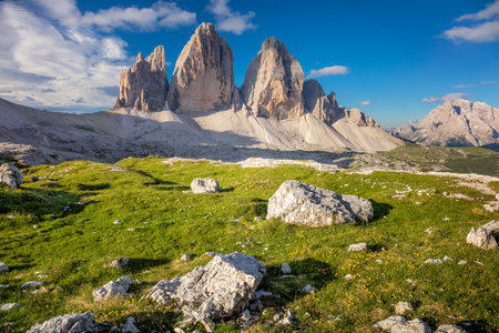 Alps Mountains Landscape - Tre Cime di Lavaredo Mountains at summer, Dolomites Alps, Italyの写真素材