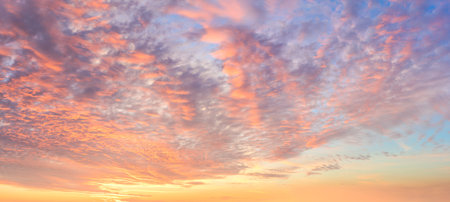 Panoranic background Sunrise Sundown Dramatic Sky with colorful clouds, huge sizeの写真素材