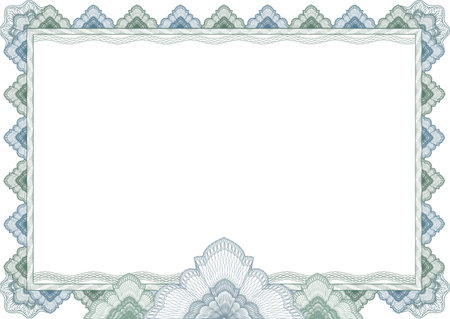 Classic guilloche border frame background for diploma or certificate with protective ornamentのイラスト素材