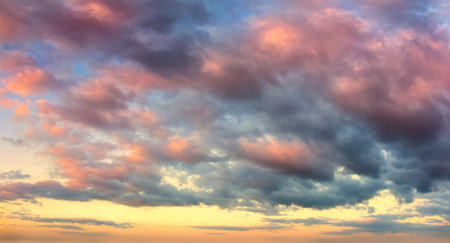 Natura Sky l background Sunrise Sundown Sanset Sky with colorful clouds, without any birdsの写真素材