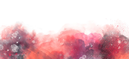 Artistic watercolor frame background isolated on white - paint stains, splashes and flows. Picturesque watercolor creative backgroundの写真素材