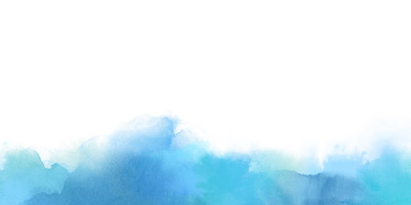 Light blue abstract watercolor background frame on white. Watercolor texture and creative fluid paint gradients. Abstract watercolor light backgroundの写真素材