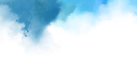 Artistic blue abstract watercolor background frame on white. Watercolor texture and creative fluid paint gradients. Abstract watercolor light backgroundの写真素材