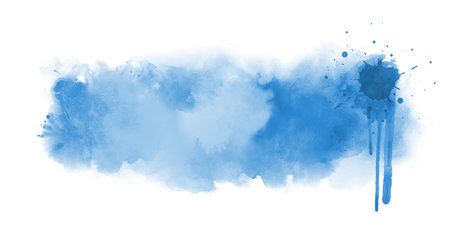 Artistic blue abstract watercolor background banner on white. Watercolor texture and creative flowing paint gradients and splashes. Abstract watercolor light backgroundの写真素材