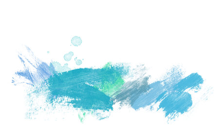 Artistic Blue Watercolor paint border isolated on white, creative backgroundの写真素材