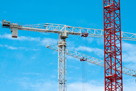 Part of crane on blue sky backgroundの写真素材