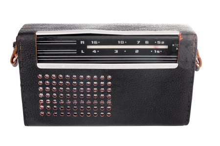 Portable old soviet radio, isolated on white background. の写真素材