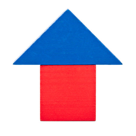 Wooden toy blocks on white background  