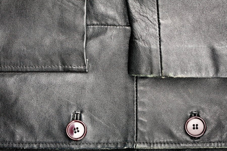 Fragment of black leather jacket の写真素材
