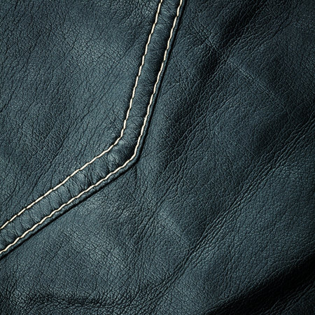 Crumpled worn leather texture with a seam   の写真素材