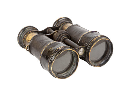 Vintage binoculars isolated on white background  の写真素材