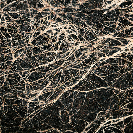 Close up shot of a roots in soil 