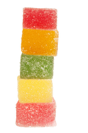 Colorful t made of jelly candies isolated on white background  の写真素材