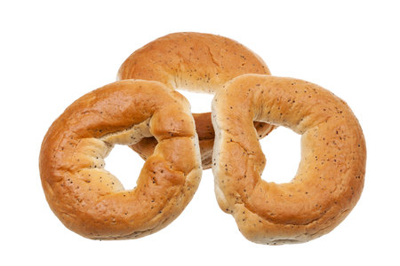 Fresh bagels isolated on a white background の写真素材