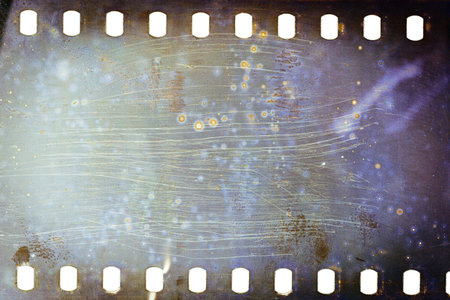 Blank grained moldy film strip texture background   の写真素材
