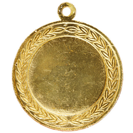 Old gold medal isolated on white background  の写真素材